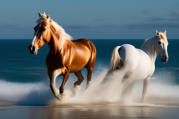 Fondo de pantalla de caballos corriendo en la playa