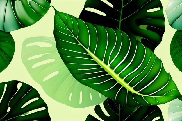 Fondo de pantalla de hojas verdes de una planta tropical