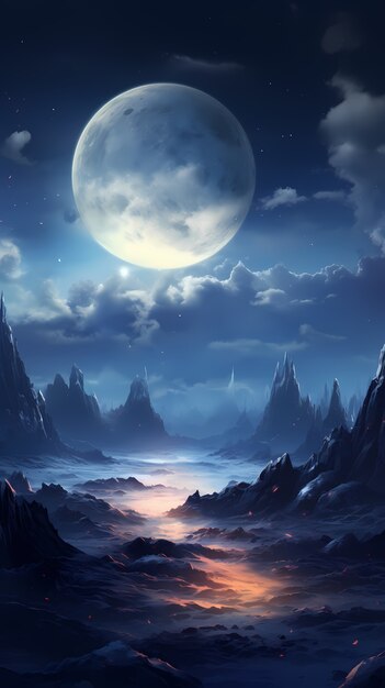 Fondo de pantalla de luna de arte digital