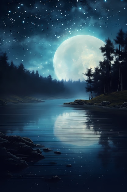 Fondo de pantalla de luna de arte digital