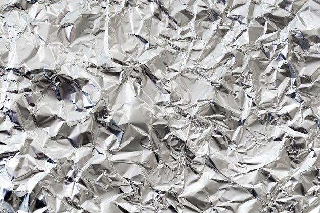 Fondo de papel de aluminio plateado arrugado