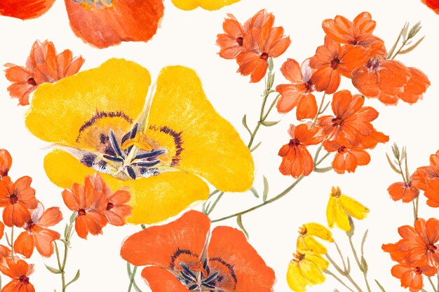 Fondo de patrón de flor de lirio mariposa, remezclado de obras de arte de dominio público