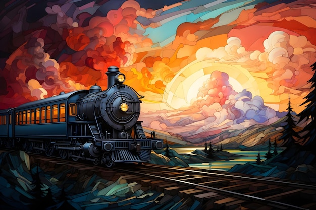 fondo de pintura de lienzo de tren