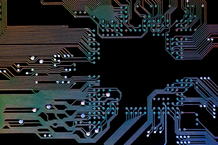 Foto gratuito fondo con una placa de circuito impreso el concepto de tecnologías modernas