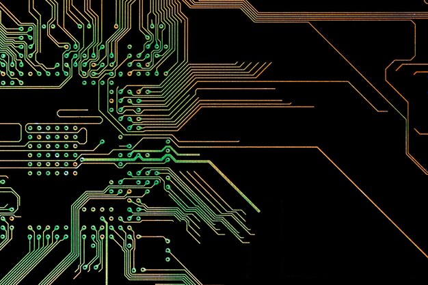 Fondo con una placa de circuitos impresos El concepto de las tecnologías modernas
