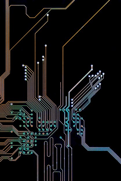 Fondo con una placa de circuitos impresos El concepto de las tecnologías modernas