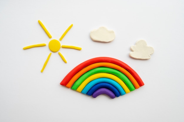 Foto gratuita fondo de plastilina con vista superior del arco iris