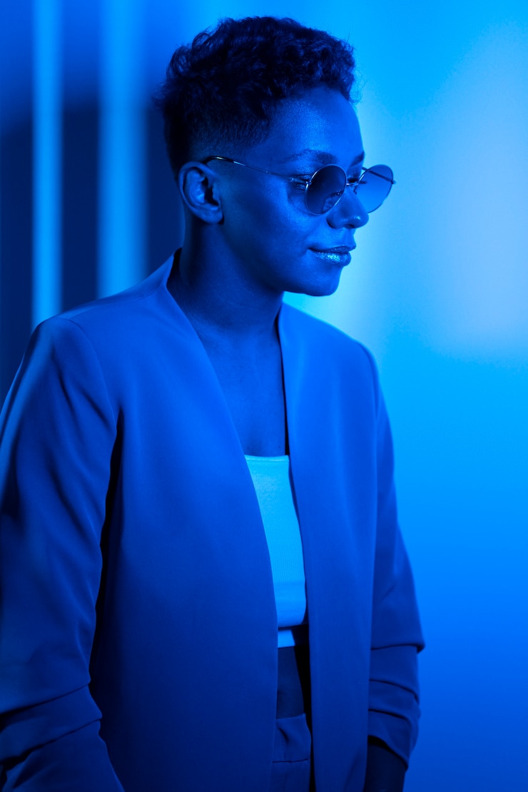 Foto gratuito fondo de retrato de luz azul
