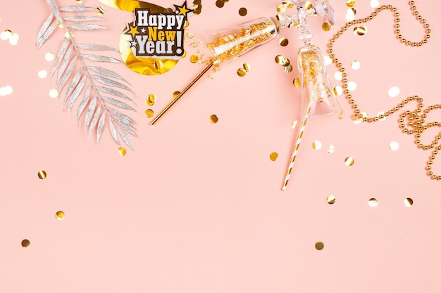 Foto gratuita fondo rosa glamoroso feliz año nuevo