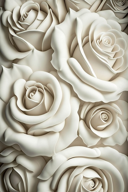 Fondo de rosas blancas vista superior