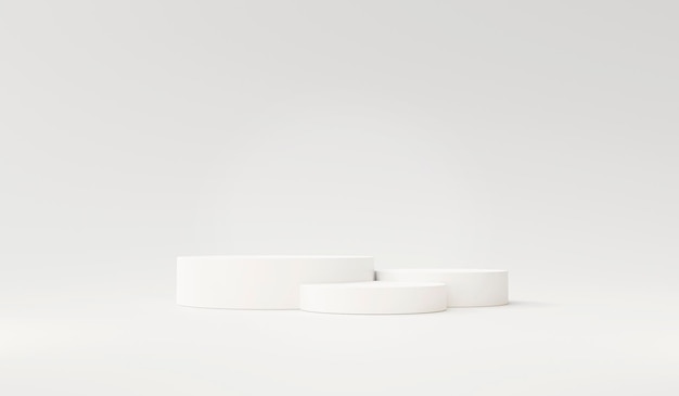 Fondo de soporte de exhibición de producto de pedestal de podio blanco redondo representación 3d
