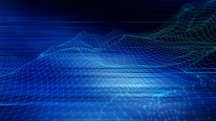 Foto gratuito fondo de techno abstracto 3d con líneas y puntos de conexión