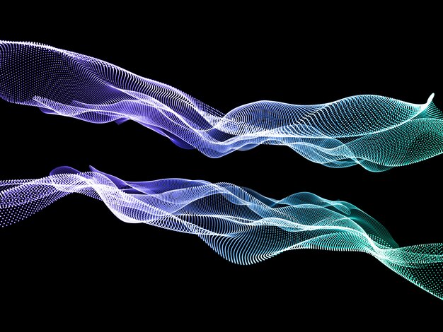 Fondo de techno moderno abstracto 3D con partículas que fluyen