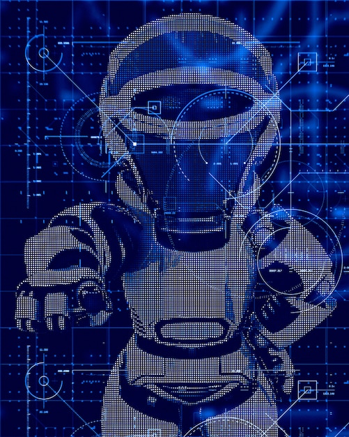 Fondo de tecnología 3D con diseño de robot.