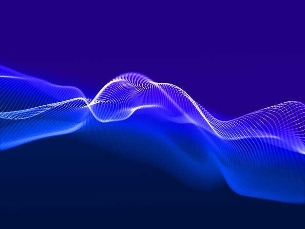 Fondo de tecnología abstracta 3D con ondas de datos que fluyen