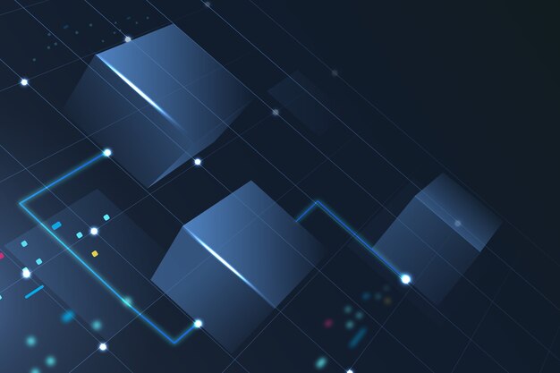 Fondo de tecnología blockchain en azul degradado