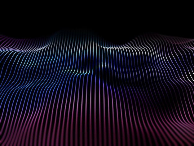 Fondo de tecnología de datos abstractos 3D con ondas que fluyen