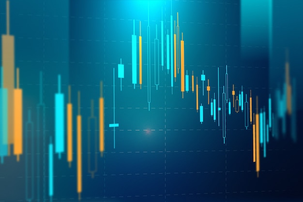 Fondo de tecnología de gráfico de mercado de valores azul