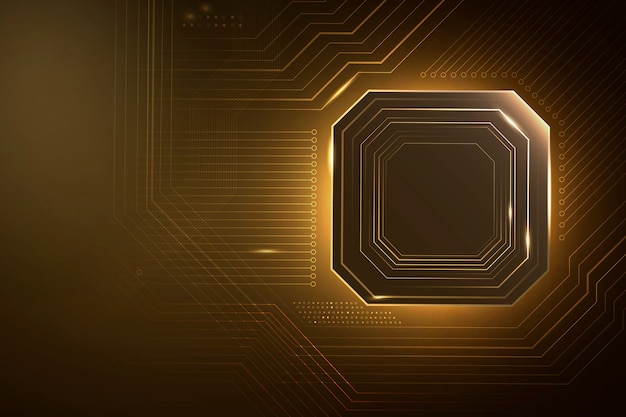 Fondo de tecnología de microchip inteligente en oro degradado