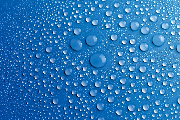 Fondo de textura de gotas de agua, diseño azul