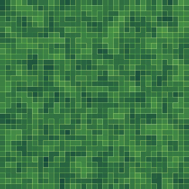 Fondo y textura de la pared del mosaico de la teja del mosaico del pixel cuadrado verde brillante abstracto.