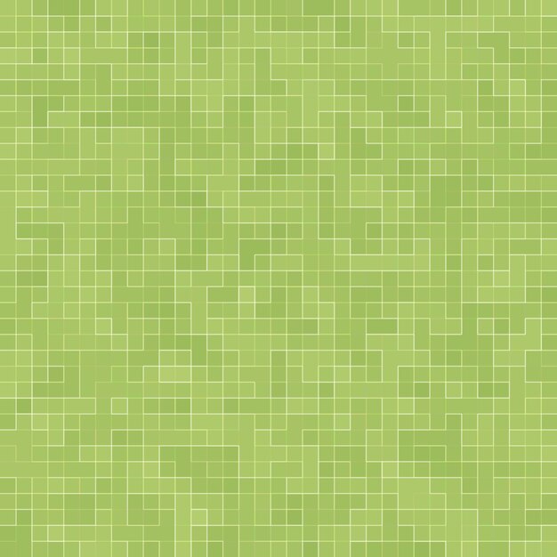 Fondo y textura de la pared del mosaico de la teja del mosaico del pixel cuadrado verde brillante abstracto.