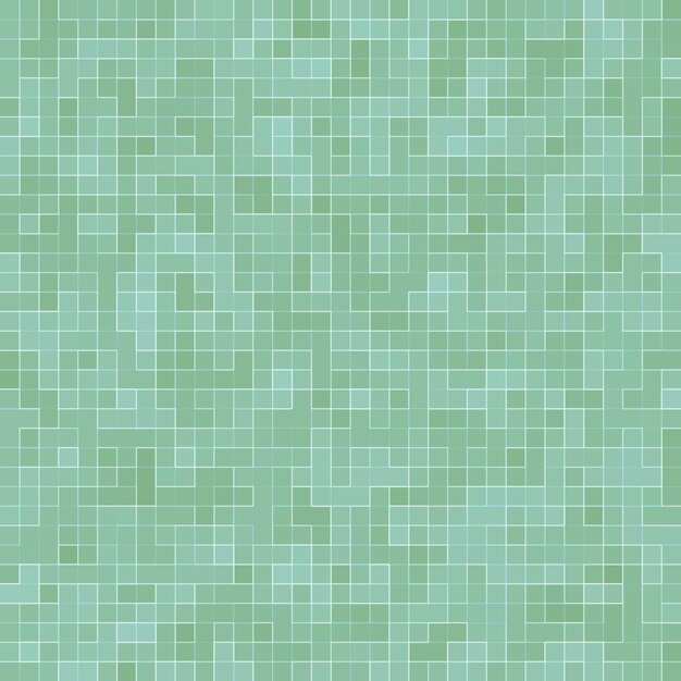 Fondo y textura de la pared del mosaico de la teja del mosaico del pixel cuadrado verde brillante abstracto.