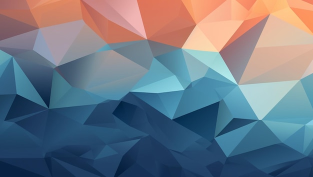 Un fondo triangular colorido con un patrón triangular azul y naranja.