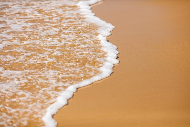 Fondo de verano de playa de arena con borde de agua