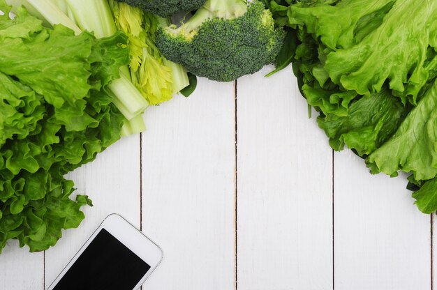 Fondo de verduras, concepto de comida saludable