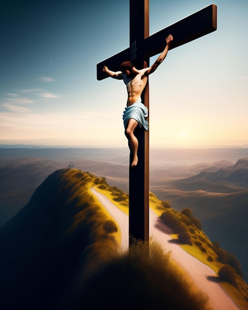Foto gratuita fondo de viernes santo con jesucristo y cruz foto gratis