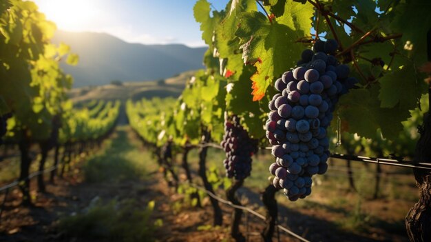 Un fondo de viñedo Cultivo de uva Paisaje agrícola