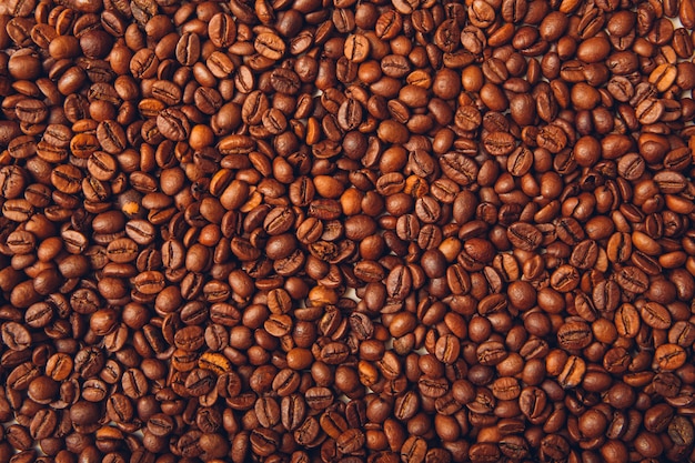 Fondo de vista superior de granos de café