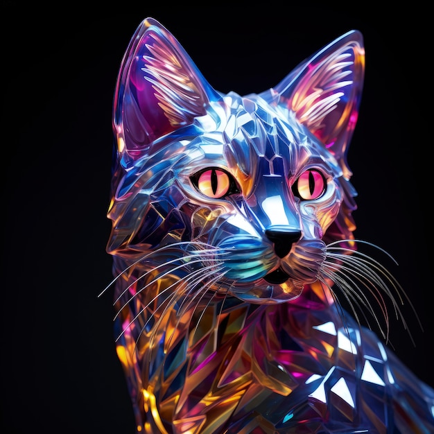 Forma de animal en 3D que brilla con colores holográficos brillantes