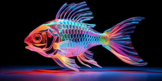 Forma de animal en 3D que brilla con colores holográficos brillantes