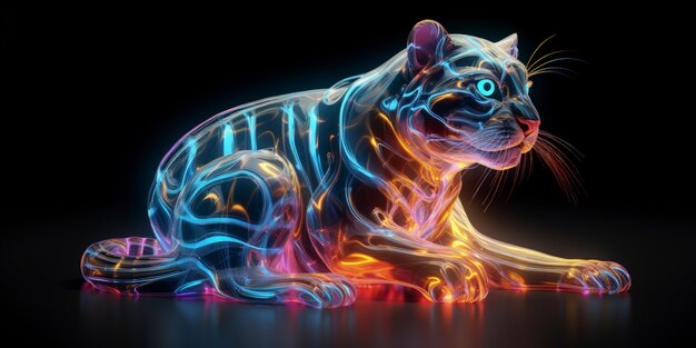 Forma de animal en 3D que brilla con colores holográficos brillantes