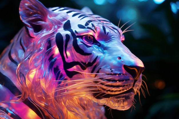 Foto gratuita forma de animal en 3d que brilla con colores holográficos brillantes