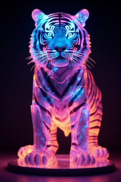 Forma de animal en 3D que brilla con colores holográficos brillantes