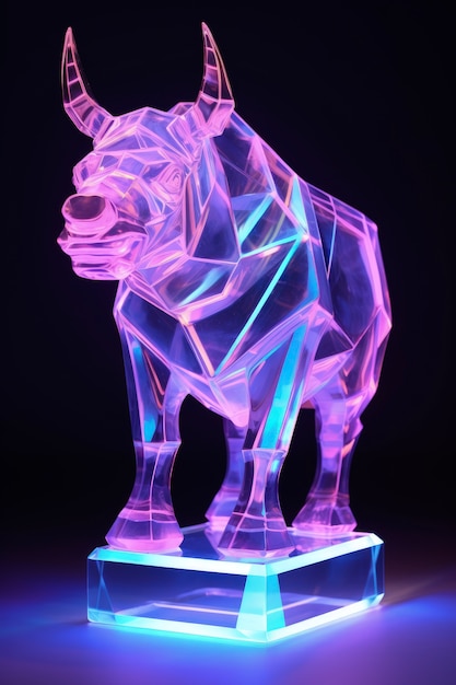 Forma de animal en 3D que brilla con colores holográficos brillantes