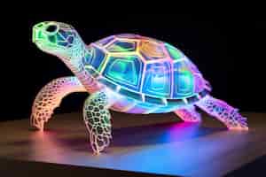 Foto gratuita forma de animal en 3d que brilla con colores holográficos brillantes