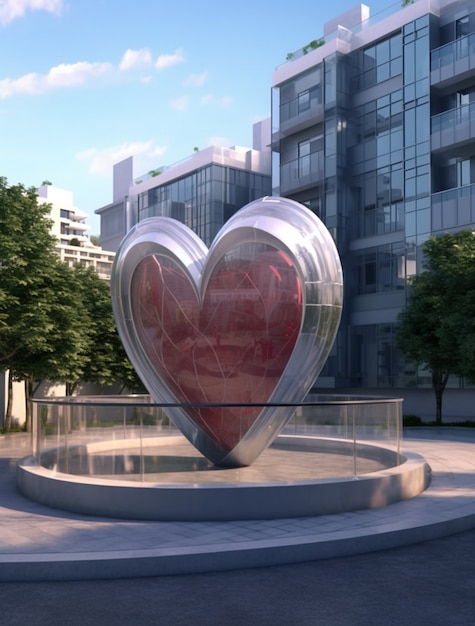 Foto gratuita forma de corazón 3d incorporada en la arquitectura de la ciudad