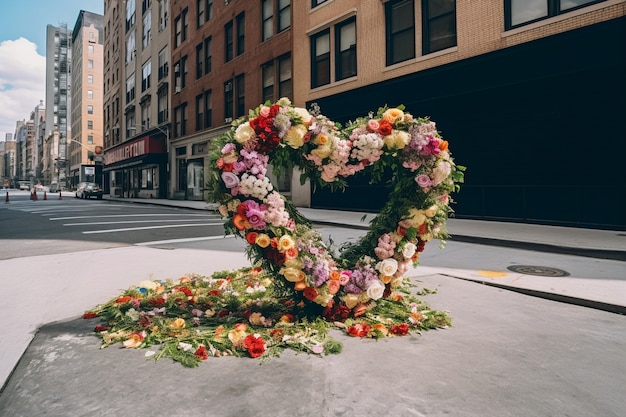 Foto gratuita forma de corazón hecha de flores.