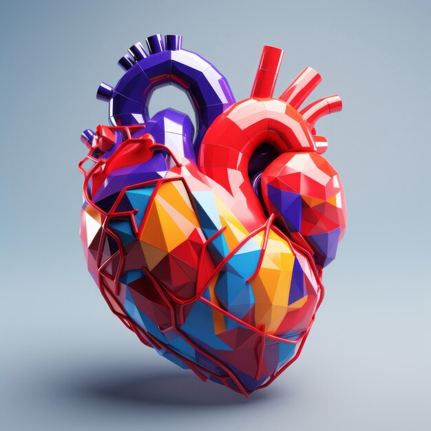 Forma de corazón realista en el estudio