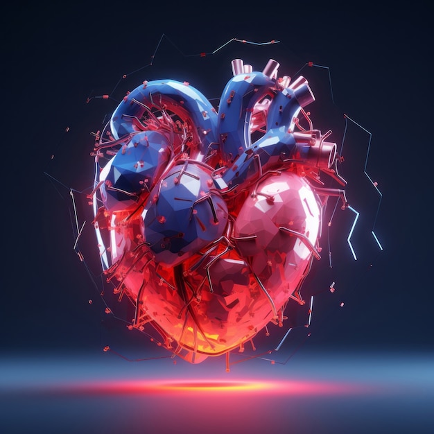 Forma de corazón realista en el estudio