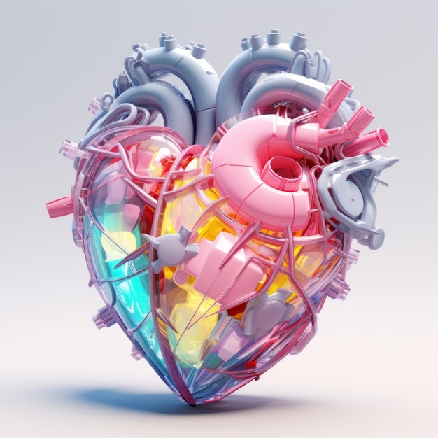 Forma de corazón realista en el estudio