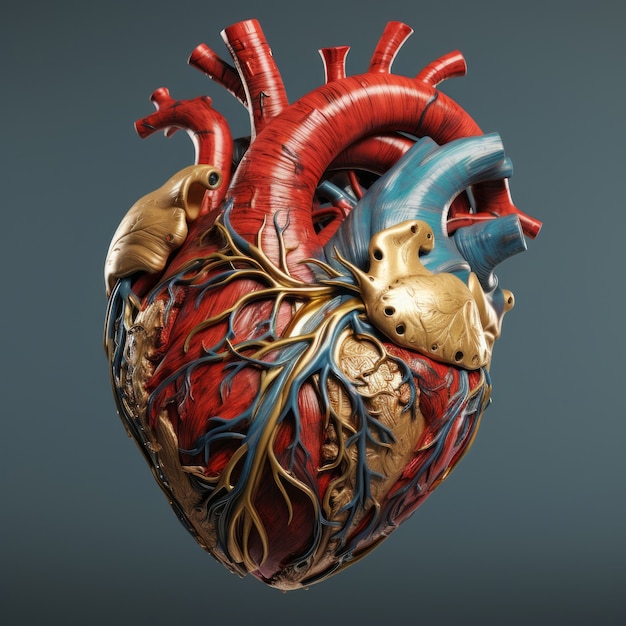 Forma de corazón realista en el estudio