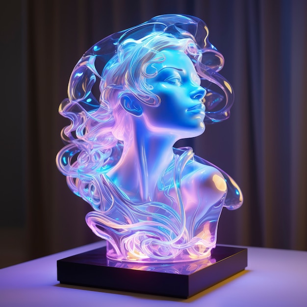 Foto gratuita forma de mujer 3d brillante con colores holográficos brillantes