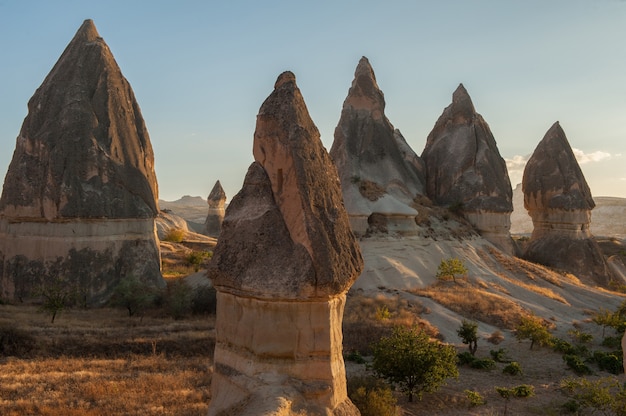 Formaciones rocosas en el Parque Nacional de Goreme en Turquía