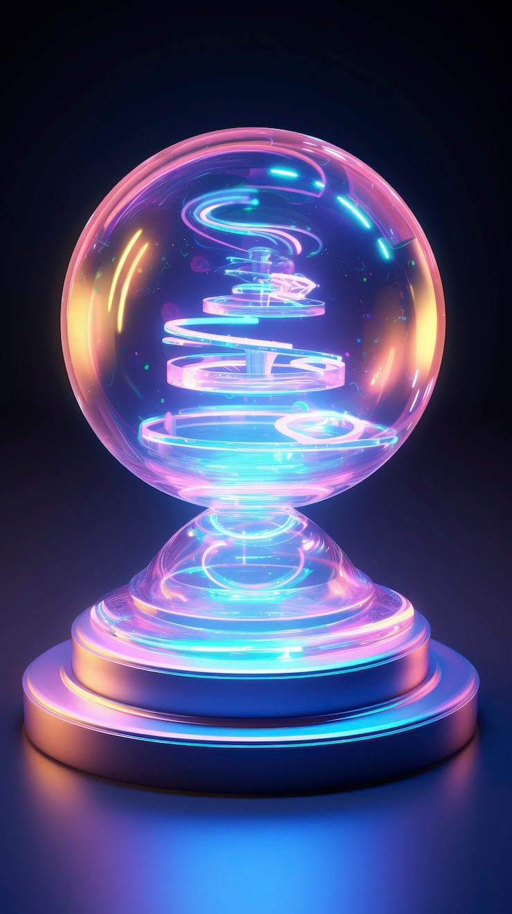 Foto gratuito formas 3d que brillan con colores holográficos brillantes