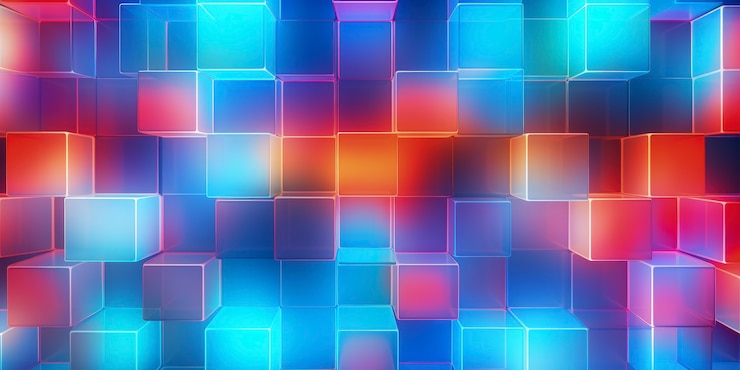 Foto gratuito formas 3d que brillan con colores holográficos brillantes